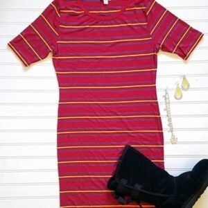 LuLaRoe Julia Dress S Small Red Stripe